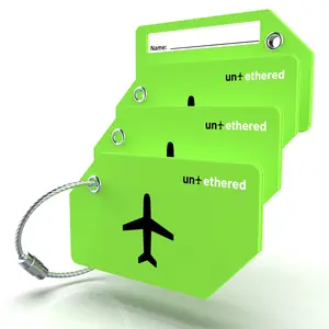 Untethered 4-Pack Luggage Tag Set | Luggage Tags, Luggage Tags for Suitcases, Bag Tag, Luggage Tags 4 Pack, Suitcase Tags, Identifiers Travel Bag Tags for Luggage, Name Travel Tags for Luggage (Green)