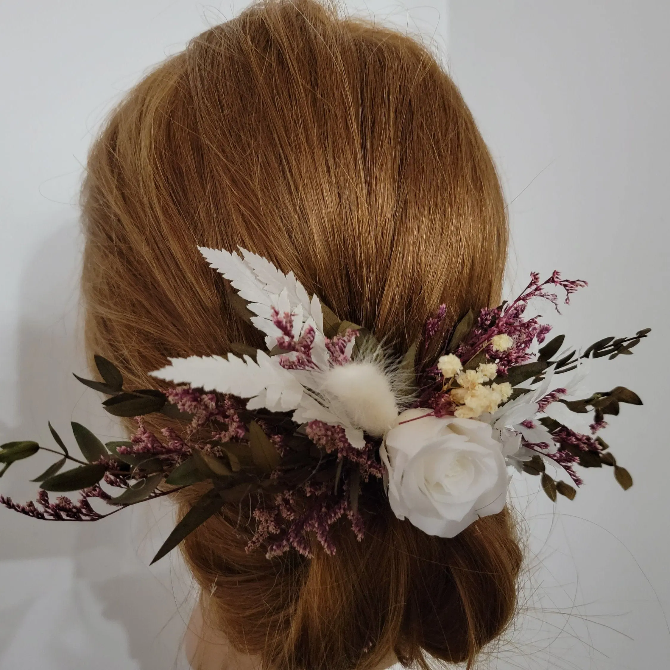Preserved Flower Hair Comb For Wedding, Rustic Bridal Hair Clip, Boho Bridal Hair Pins, Dried Flower Comb,