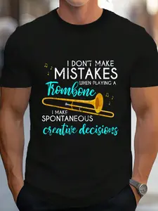 100% Cotton Funny Musician Trombone Player Gift Trombone T-Shirt Women's Men's Graphic Tee Crew Neck summer vacation Tops