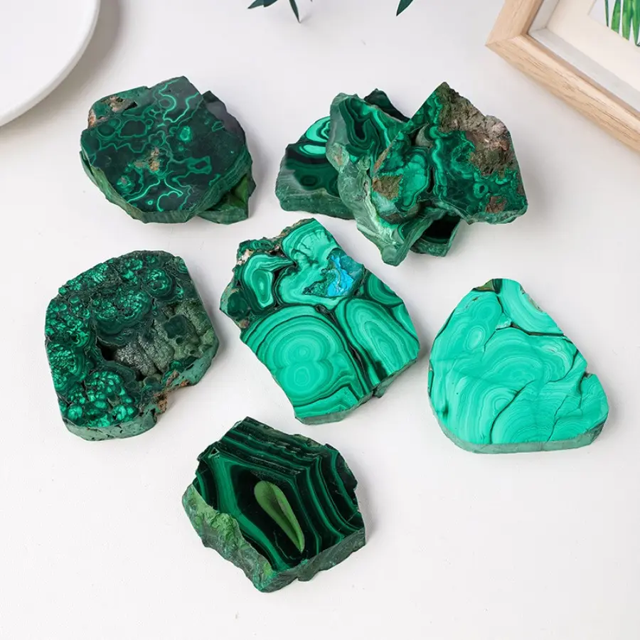 Ntural Variety Malachite Patterns Slice Slab, Home Deco, Crystal Slice Slab