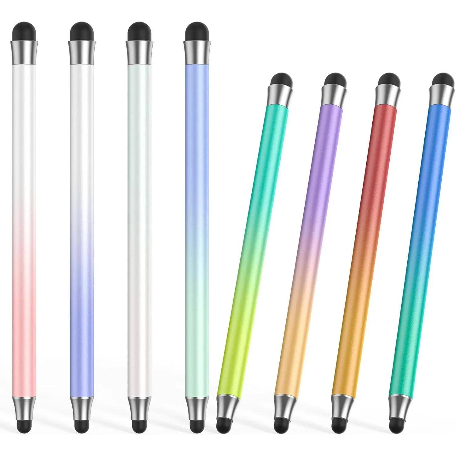 Stylus (8Pcs), 2 in 1 Stylus Pen for Touchscreen, High Precision and Sensitivity Double Rubber Tips, Compatible with iPad///Android Tablets and Other Capacitive Touch Screen (Multicolor)