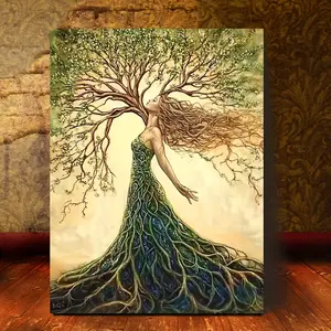 2d 1 Piece, Wooden Frame, Mural, 11,8X15,7 Inches, Lucky Tree Canvas Printing Home Wall Decoration, Home Decoration, Canvas, Mural, Living Room and Bedroom Decoration, Holiday Gift, decorative Painting_Aafp13308