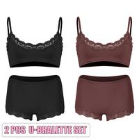 U-Bralette Set(Black/Cocoa)