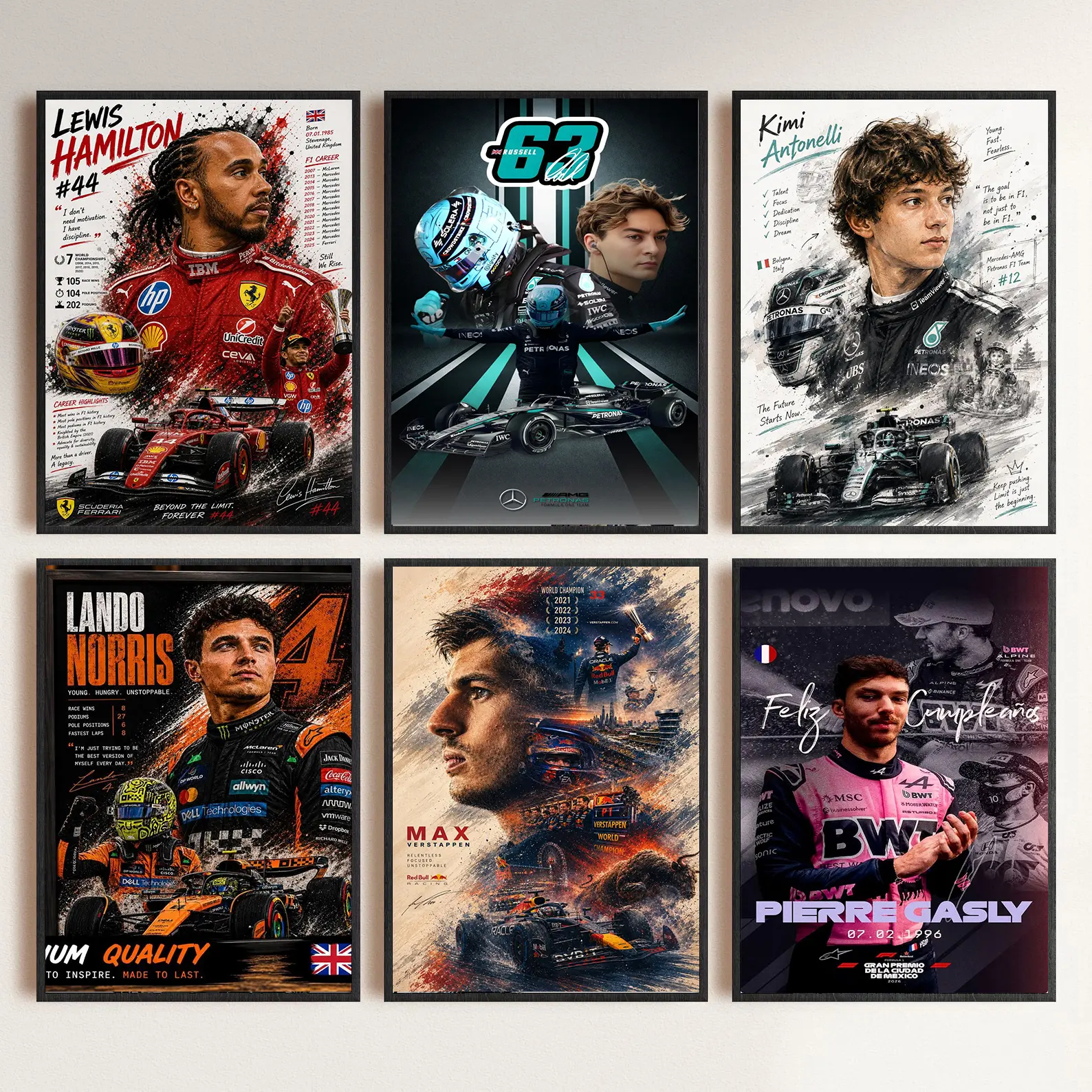 Vintage F1 Car Unframed Canvas Prints Set-20, Colorful Bold Colors Wall Art, Unisex Man Cave Decor Kid Room Home Decor, Ideal Gift for Racing Enthusiasts