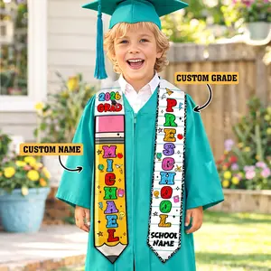 Personalized Graduation Stole 2026, Custom Name and Grade Pencil Sash, Preschool Kindergarten Graduate Gift, Class of 2026 Graduation Stole