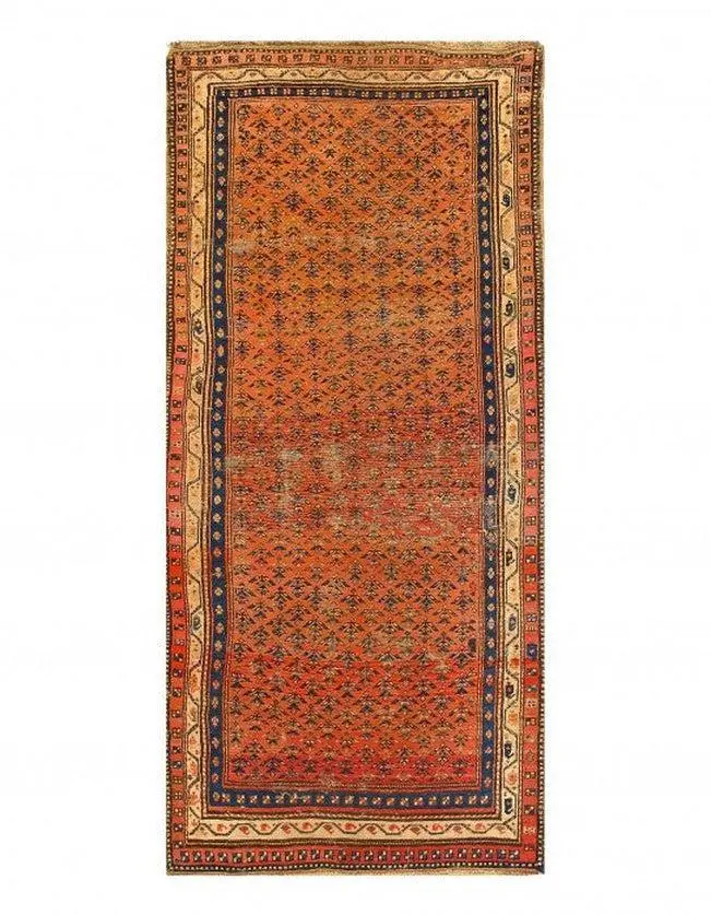 Canvello Rust Fine Hand Knotted Antique Kurdish Rug 3'8'' X 8'3''