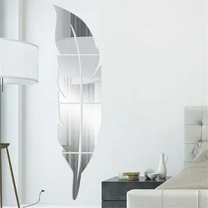 3D DIY Removable Feather Mirror Home Room Decal Vinyl Art Stickers Wall Decors