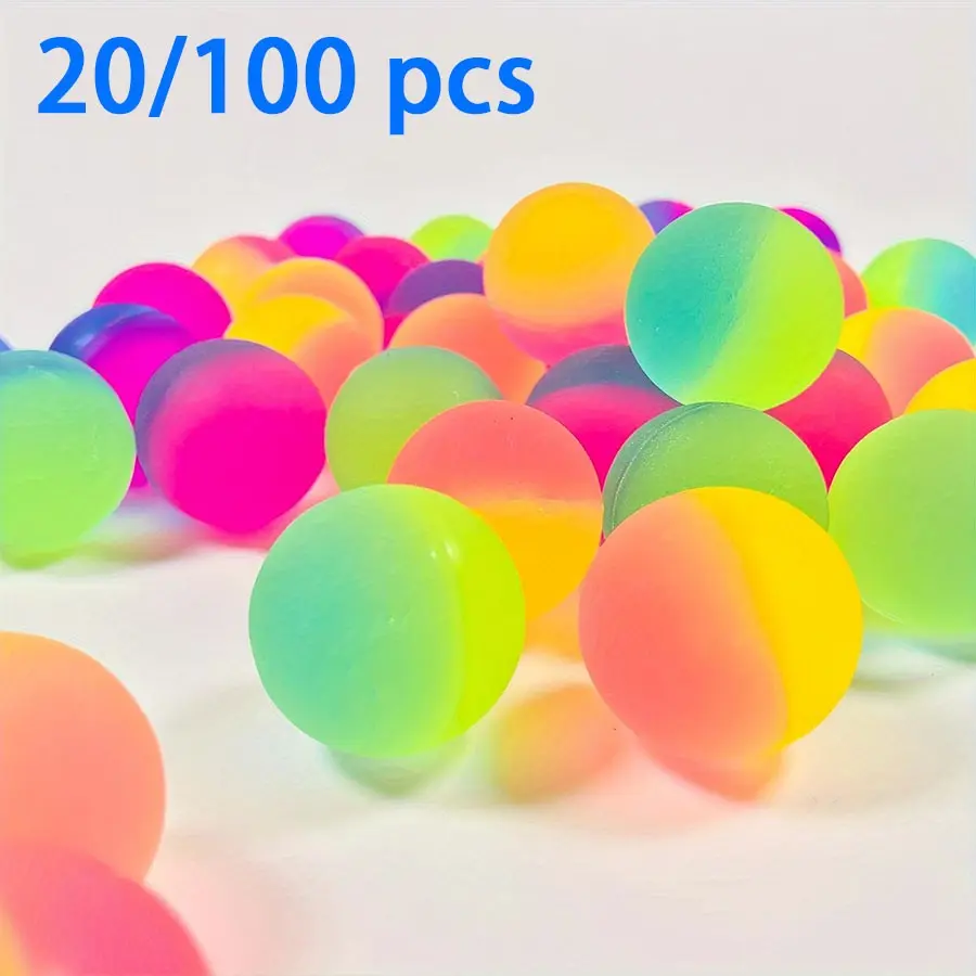 20/100pcs Colorful Rainbow Bouncy Bouncing Balls- Rubber Ball Perfect For Birthday Party Favors And Carnival Prizes Halloween Christmas Gifts Bouncy Balls Bulk