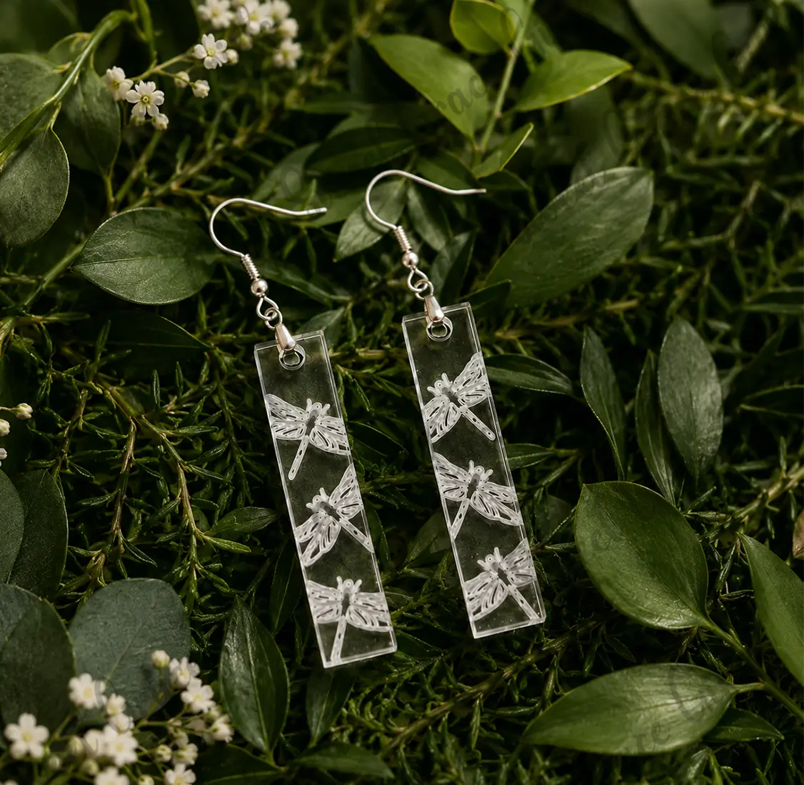 Clear Dragonfly Acrylic Earrings | Etched Dragonfly Dangle Earrings | Nature Inspired Jewelry | Lightweight Gift for Women