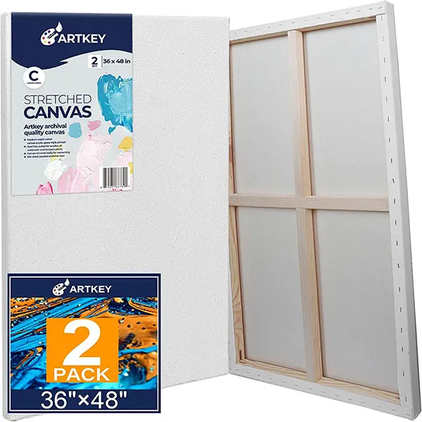 Large Canvases for Painting 36x48 Inch 2-Pack, 12.3 oz Triple Primed Acid-Free 100% Cotton Stretched Canvas, Blank Large Canvas for Oil Paint Acrylics Pouring & Wet Art Media
