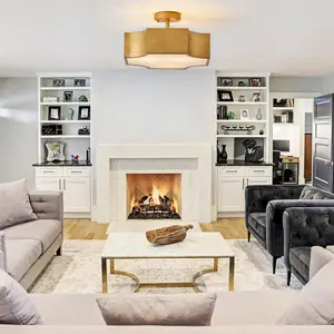 PARROT UNCLE Golden LED Indoor Flush Mount Ceiling Lighting Modern Design 3 Lights for Living Room Bedroom