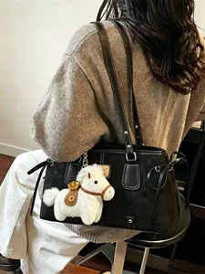 Vintage PU Boston Bag Handheld Shoulder Versatile Commute School Daily Casual Large Capacity Backpack