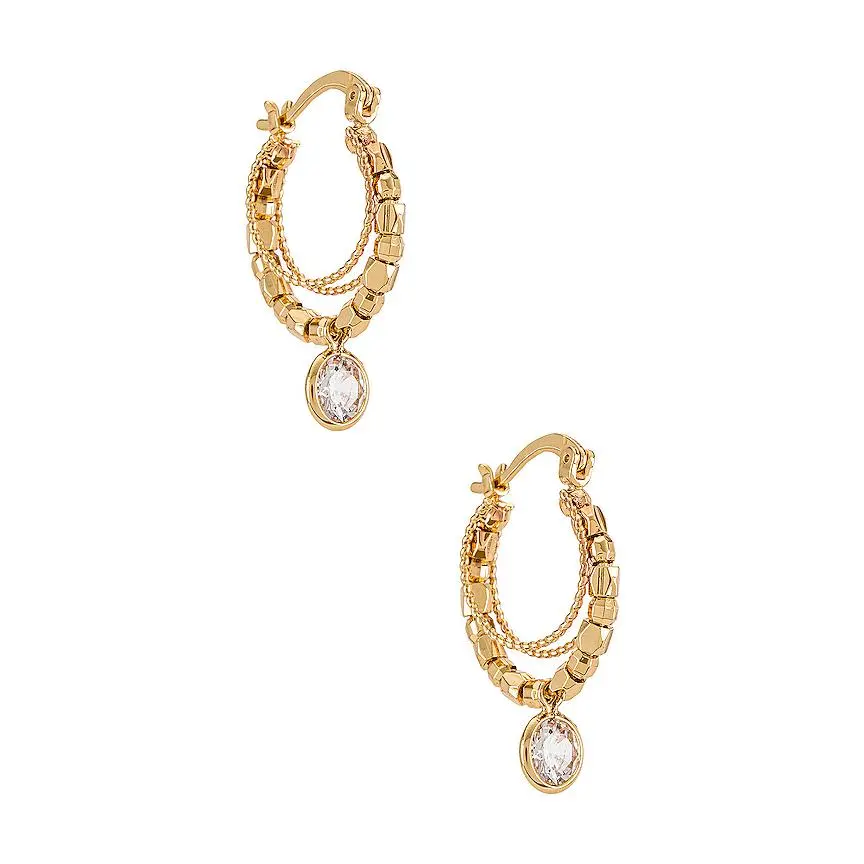 Ettika Embellished Hoop Earrings in Gold