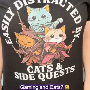 【Free Shipping】Cats Side Quest Distracted Tabletop Funny Men Women Kids Dad T-Shirt