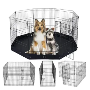 【fathersdaygift】VEVOR Dog Playpen 8 Pcs 30"H x 24"W Panels Foldable Metal Pet Exercise PenDog Fence Indoor and Outdoor Pen with Door600D Oxford Fabric Bottom PadPet Playpen for DogsCatsOther Small Animals