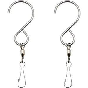 2-Pack Smooth Spinning Swivel Clips  Hooks for Wind Chime Mobile Spinner Hangers  Twister Rotating Display S Hooks(3.2 inches Long)
