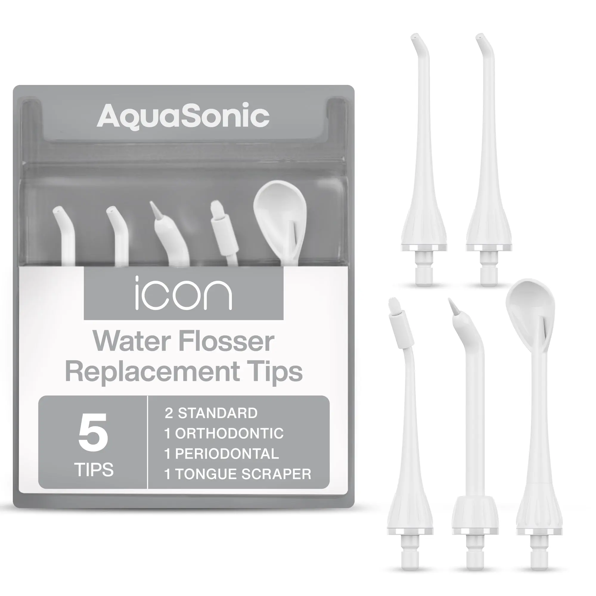 Icon Water Flosser Replacement Tips, Oral Irrigator | AquaSonic