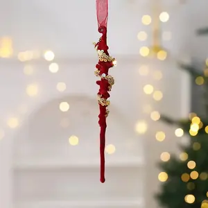 29Cm Artificial Christmas Flower Velvet Simulation Christmas Tree Wreath Realistic Handmade Xmas Tree Ornaments