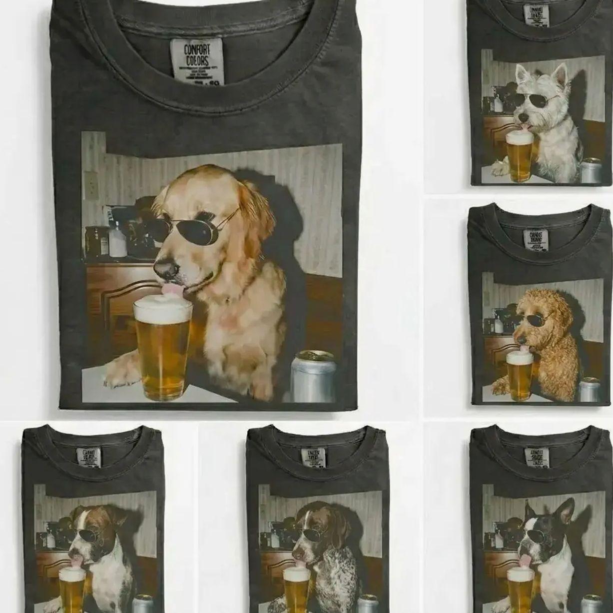 [Sale off 50%] Comfort Colors 50+ Dog Breeds Available Drinking Beer Shirt, Funny Dog Drinking Beer Shirt, Vintage 90s Dog Meme Graphic Tee, Edgy Humor Pet Lover Apparel, Casual Streetwear Outfit, Gift for Dog Lovers for Women & Men K1X