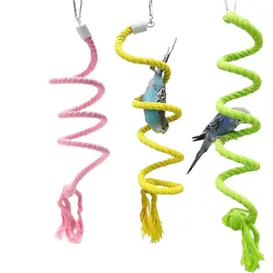Parrot climbing toy cotton rope tiger skin cockatoo bird swing suspension ring suspension bridge station frame gnawing toy bird supplies