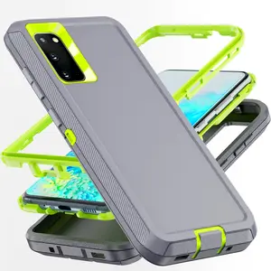 for S20 Case,Galaxy S20 Case,Samsung S20 Case [Military Grade] 3 in 1 Full Body Shockproof Dust/Drop Proof Heavy Duty Protection Cover,for Samsung Galaxy S20 5G 6.2 Inch,Green+Grey
