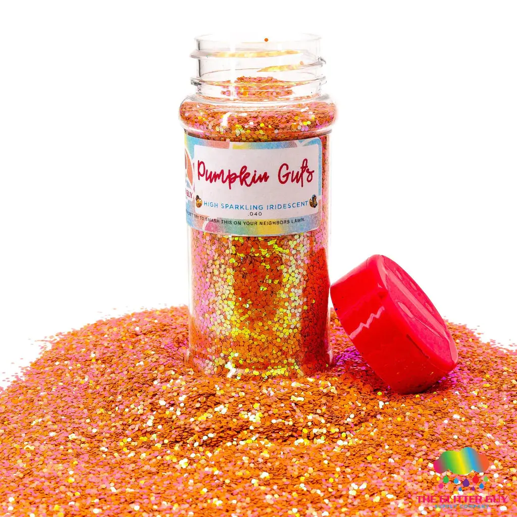 The Glitter Guy Pumpkin Guts Chunky Polyester Glitter, Solvent Resistant & High Sparkling Iridescent Orange for Crafts & Nail Arts, 0.040 (1/24) Medium Cut, 82-86g