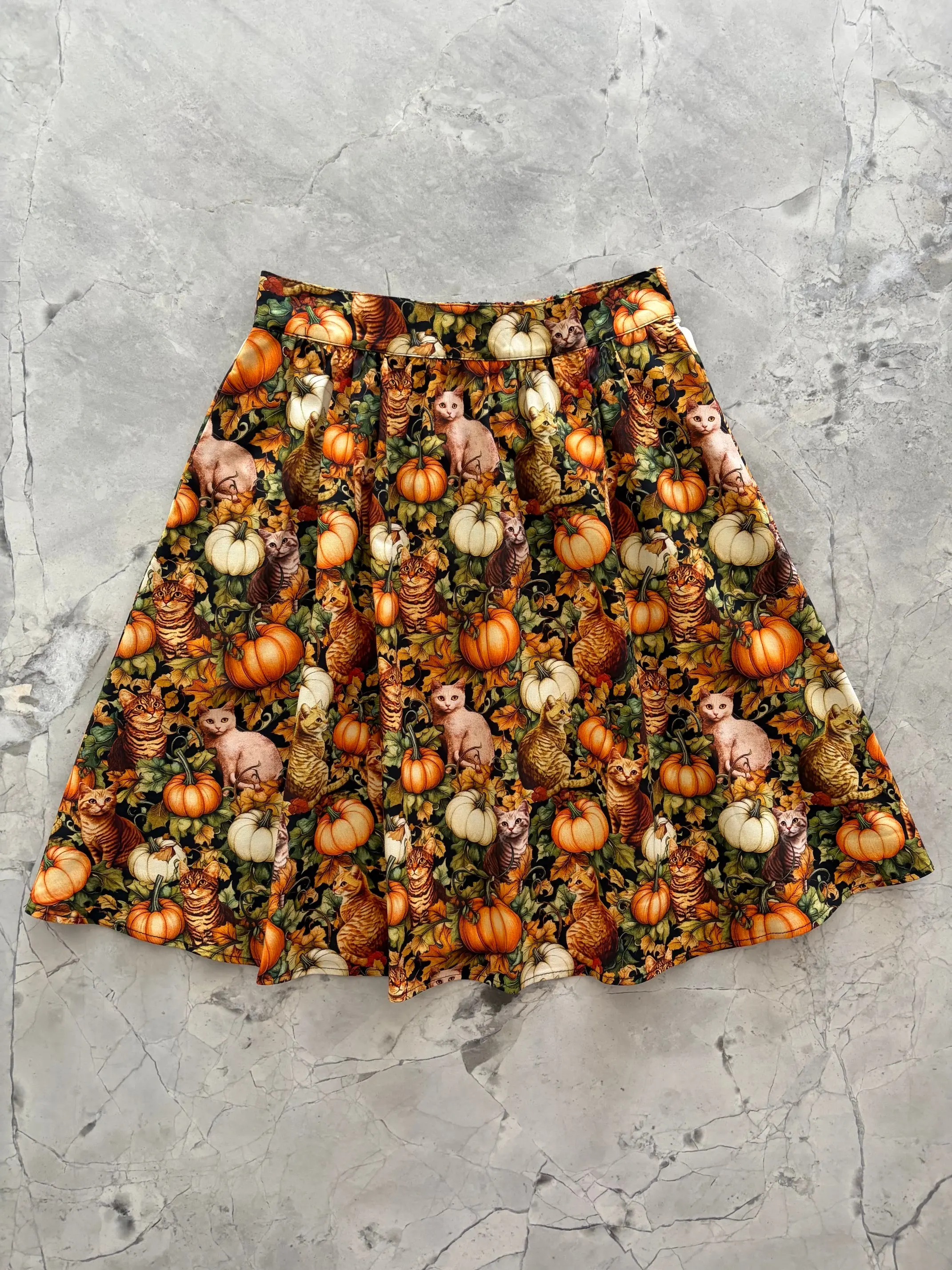 Cats & Pumpkins A-line Skirt