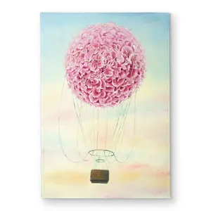 Begin Home Decor CODM1724UWVOH3 17 x 24 in. Hot Air Balloon Hydrangea Flowers Door Mat - Indoor & Outdoor