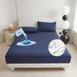 Solid Color Waterproof Mattress Protector Set, Waterproof Mattress Cover, 1 Count Fitted Sheet & 1/2 Counts Pillowcase without Filler, Bedding Supplies for Home Bedroom Hotel