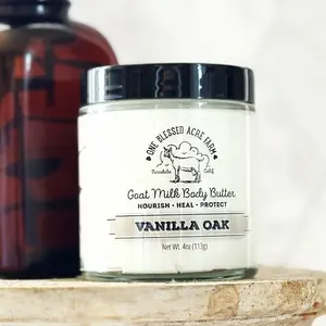 One Blessed Acre Farm Goat Milk Body Butter Unscented 4 Ounce Handcrafted Nutrient-Dense Moisturizing Cream for Extra Skin Care