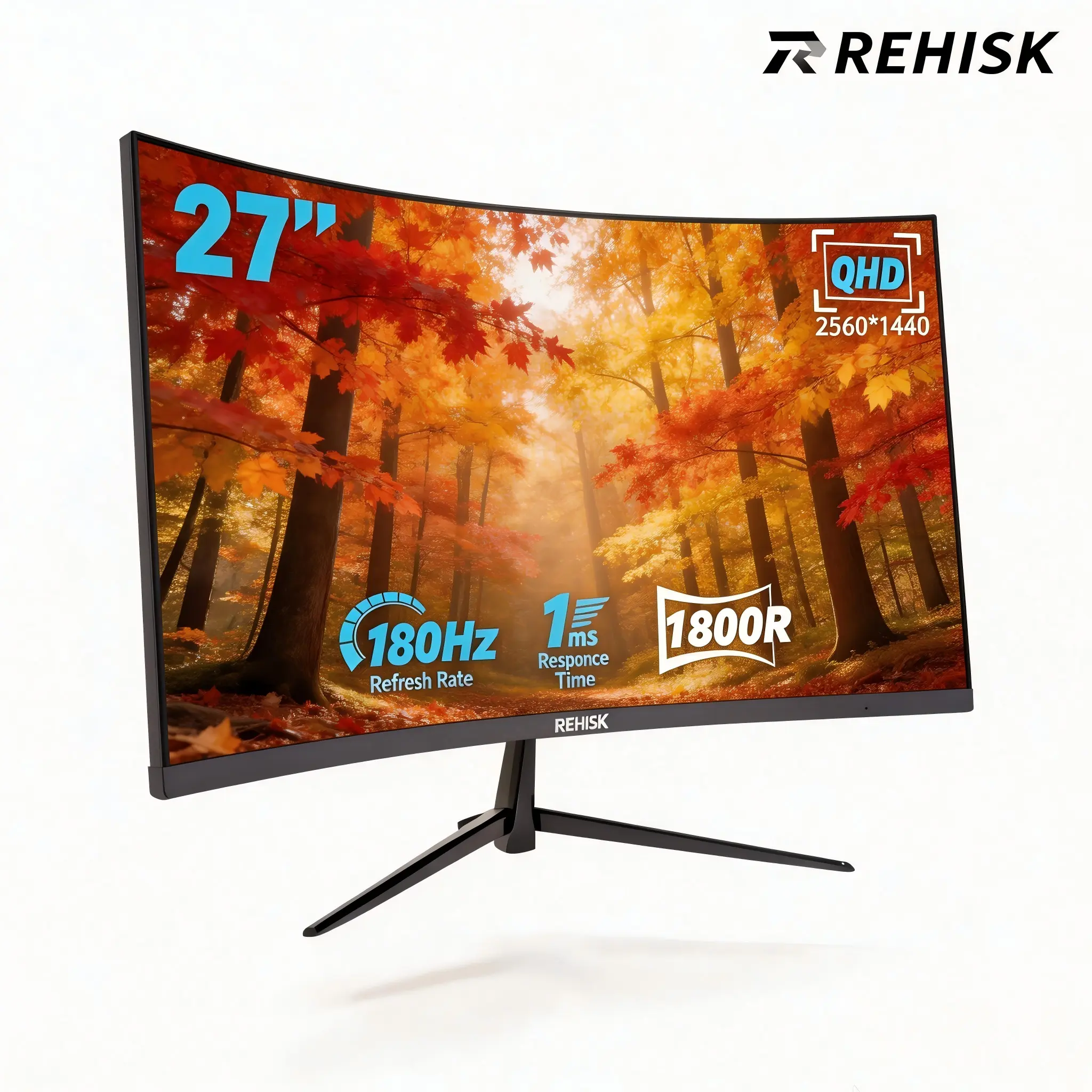 27 Inch QHD 1440p Gaming Monitor - 180Hz, 1ms Response Time, Adaptive Sync, HDMI & DP Ports, Tilt Adjustable, Blue Light Filter for US Esports, PC Gaming, PS5 Streaming & Content Creation