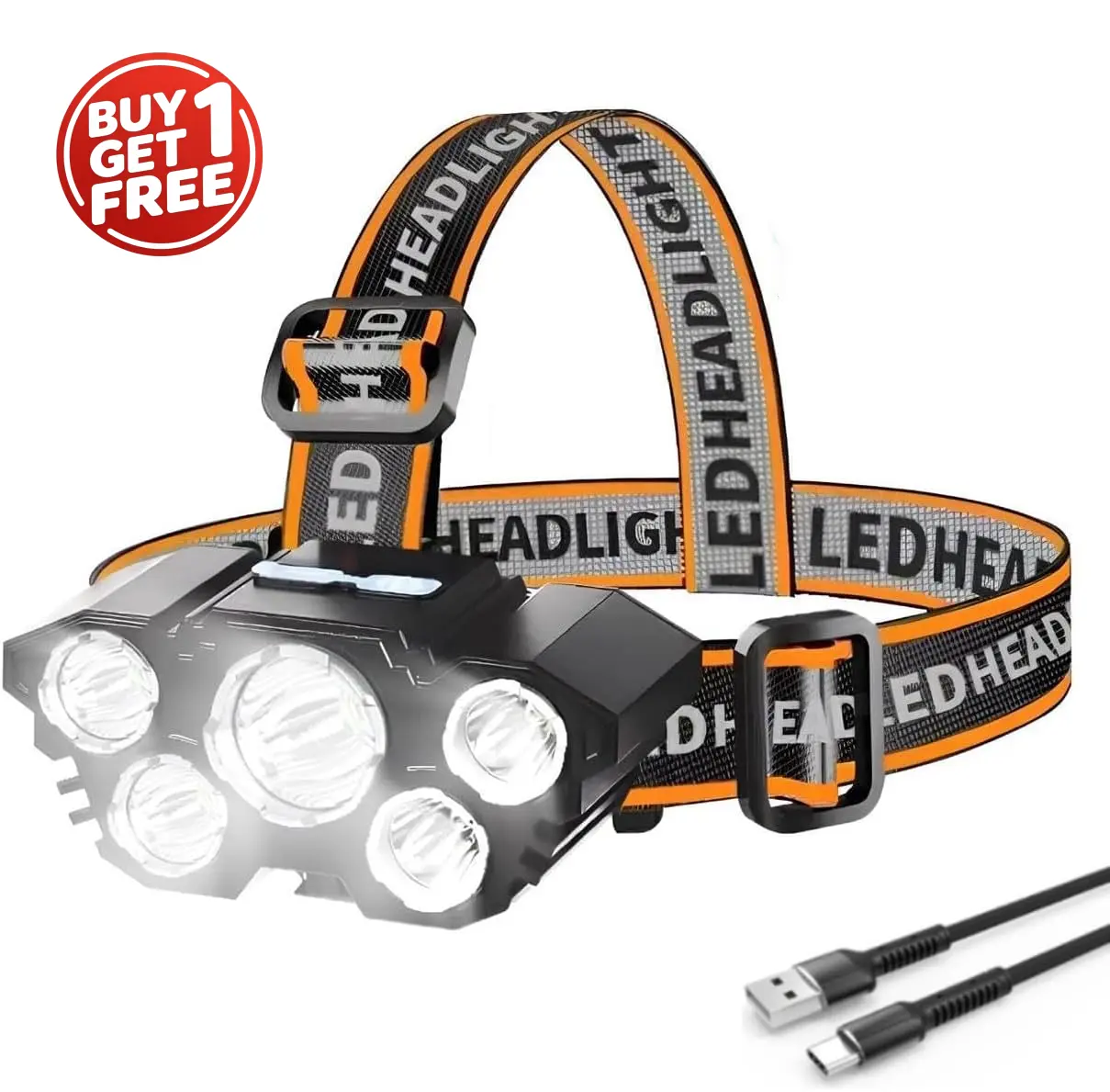 LED Headlamp, Flashlight, Adjustable Beam Portable Head Light for Outdoor Activities, Super Bright, Hands-Free, Waterproof, Rechargeable,  for Camping, Running, Hiking, Fishing, etc