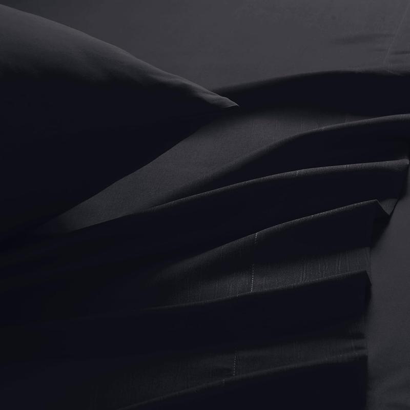 Queen Sheet Set - Double Brushed Microfiber Bedding Set Queen, 4 Piece Deep Pocket Queen Sheet - Soft,-Fit, Wrinkle Free, Quick Dry, Care Queen Sheets - Black