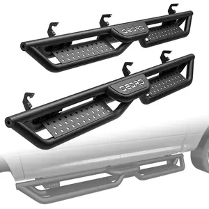 OEDRO 6 Inch Running Boards Compatible with 2019-2025 Chevy Silverado/GMC Sierra 1500 Double Cab; 2020-2025 Silverado/Sierra 2500HD 3500HD, Bolt-on Side Steps Steel Nerf Bar, Two Stairs Design,nerf bars