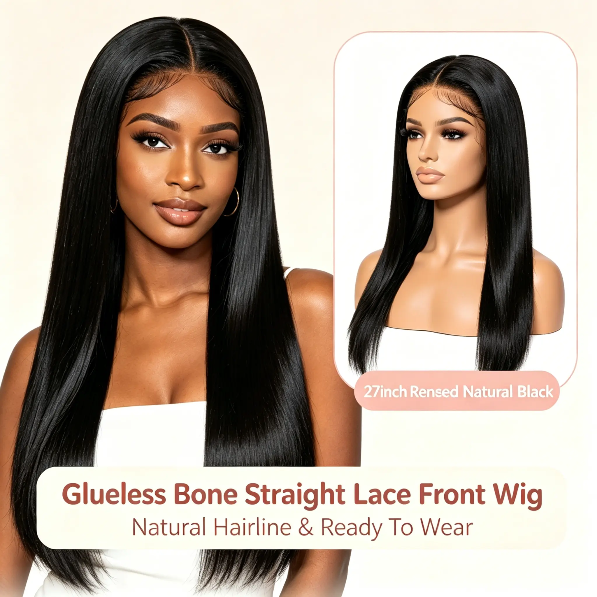 360 °   All-Round Display   Front Wig, Versatile Parting, Silky  Synthetic Hair, Natural Black, Daily & Party Use long wavy  hairline wig glueless density loose deep wave breathable cap straight short curly bob lace front full cap