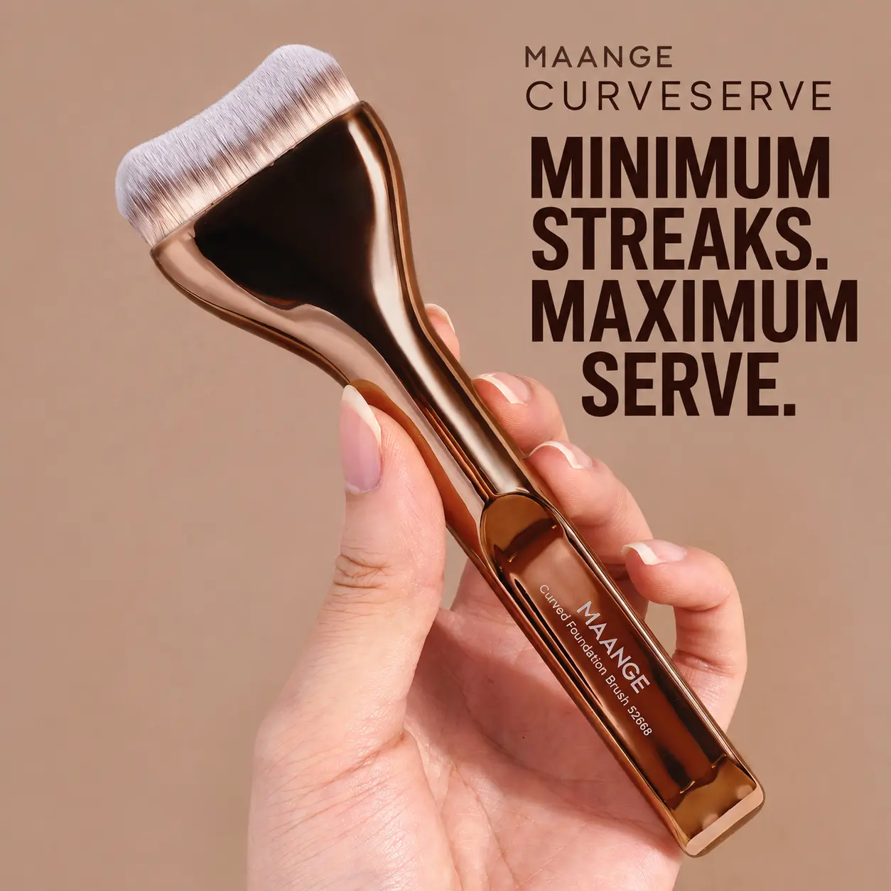 THE MAANGE CURVESERVE Foundation Brush Rose Gold Handle and Soft Bristles for Smooth Application