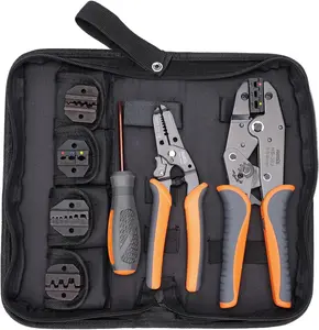 iCrimp Ratchet Wire Crimping Tool Set, 5 Interchangeable Jaws for Heat Shrink