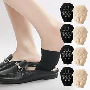 4 Pairs Mesh Silicone Half Socks Anti Slip Breathable Invisible Socks Seamless Grip Hidden Toe Covers for High Heels Slippers Women's Footwear