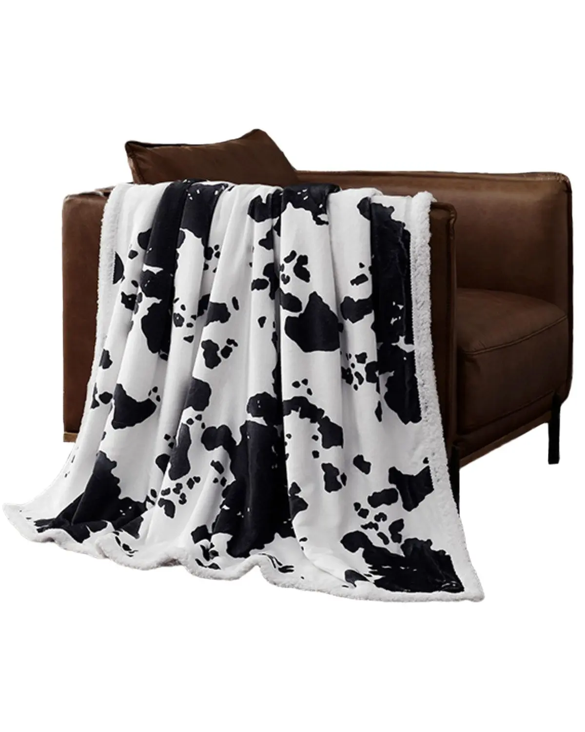 Hiend Accents Unisex Elsa Cowhide Campfire Sherpa Throw - Cf3067th-Os-Bk