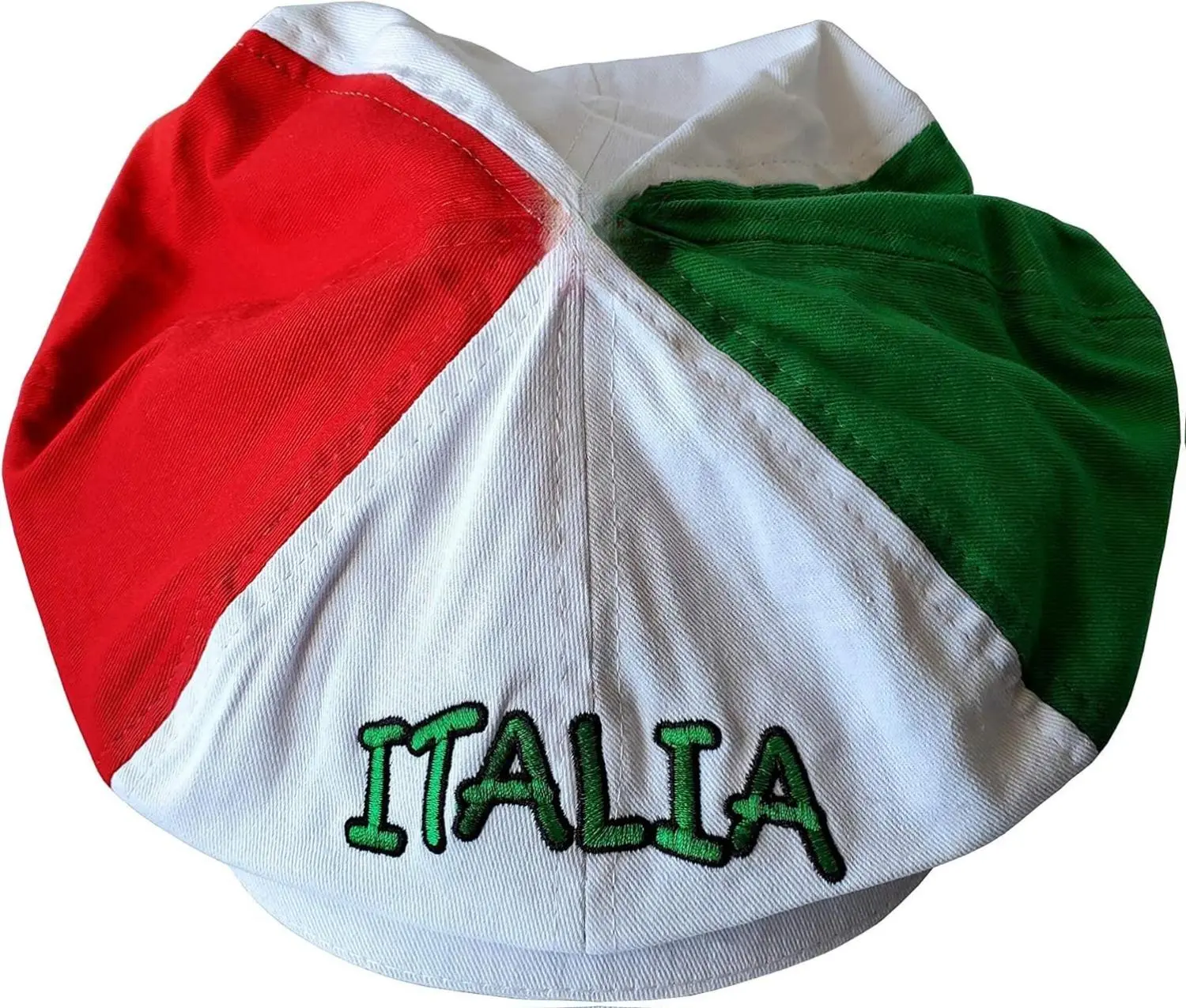 Tri-Color Italia Gatsby Cap - Colorful Italian Hat - Italy Collection of Italian Pride Products TKT- Unisex 100% Cotton Twill with Embroidered Flag & Adjustable Velcro Strap