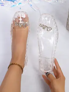 Women's Summer Jelly Shoes, Breathable Hollow Out Design, Lightweight Transparent Flatform Sandals, Soft Comfortable Footwear for Women, Versatile Shoes, Clear Sandals