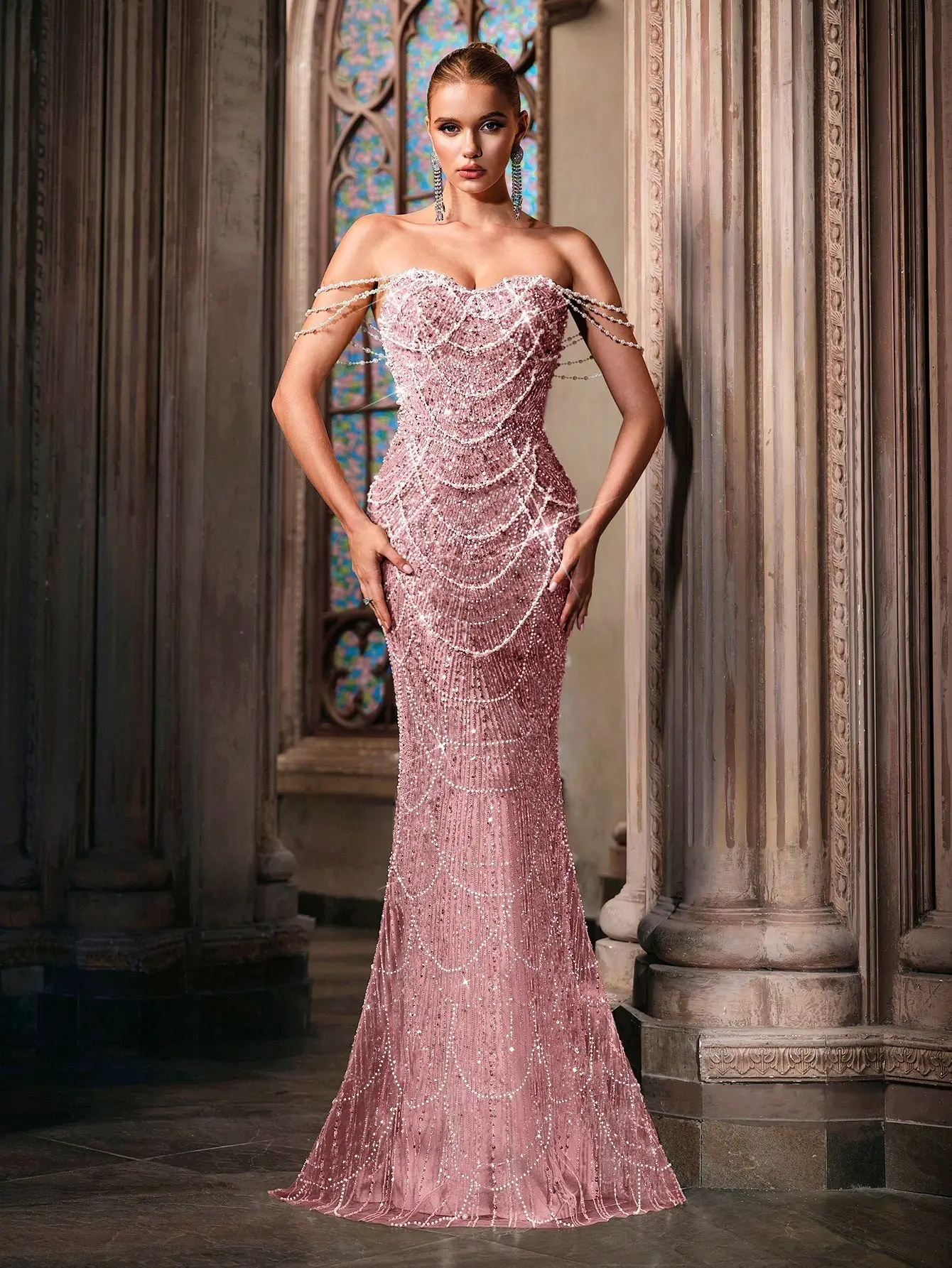 Luxury Beaded Mermaid Evening Gown | Strapless Pink Formal Dress for Wedding & Prom | Maxi Length Woven Fabric Hand Beading Sequin Splicing Womenswear - TikTok Shop Luxury Beaded Mermaid Evening Gown | Strapless Pink Formal Dress for Wedding & Prom | Maxi Length Woven Fabric Hand Beading Sequin Splicing Womenswear - TikTok Shop