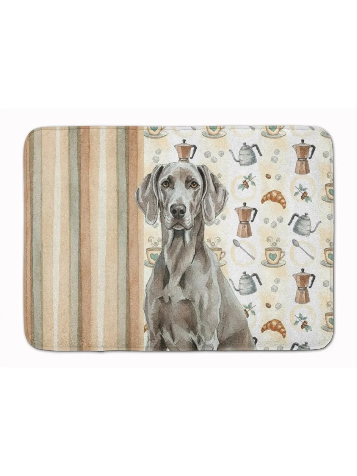 Carolines Treasures WDK7647RUG 19x27 in. Weimaraner Coffee Bar Memory Foam Kitchen Rug, Animal-Inspired, Art-Themed, Cozy, Cushioned Household Textile Rug, Animal-Inspired Kitchen Rugs, Art-Themed Kitchen Rugs