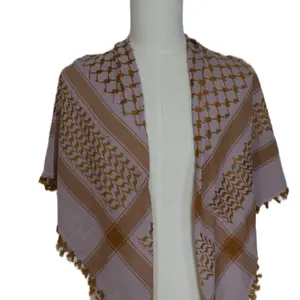 Ahla Shabab Light Purple & Gold Hatta/Kuffiyeh - Unisex Polyester Scarf for All Seasons, Classic Design, Durable & Stylish