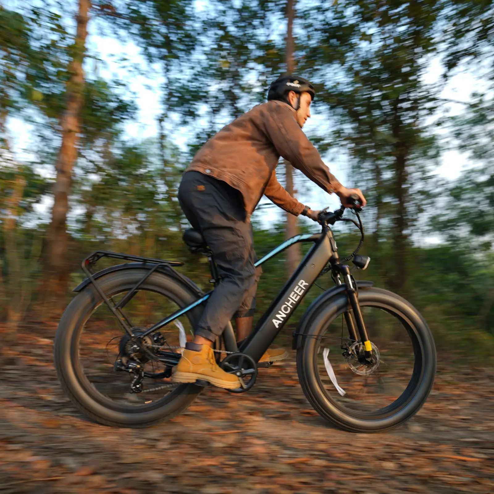 26''*4" Upgraded Ancheer Fat Tire Electric Bike for Adults, 28MPH Electric Mountain Bike with 750W Powerful Motor 48V 15Ah (720Wh) Battery, 3A Fast Charger, Lockable Suspension Fork, Commuter Ebike with Fenders and Rear Rack, RoverH