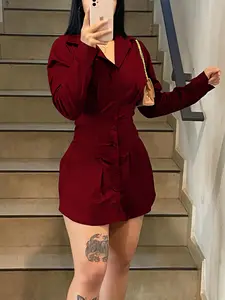 Open Front Mini Dress, Asymmetrical Hem, Elastic Waist Design, Casual & Party Wear, Teen Girls Street Style, Instagram Trending