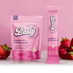 Besty Hydration + PMS Support Drink Mix with 0 Sugar, Magnesium, Chaste berry, Dong Quai, Electrolytes, Vitamin B1, Supports Hormones & Bloating and Mood, - Travel Packets (12 servings) Beverage Energy