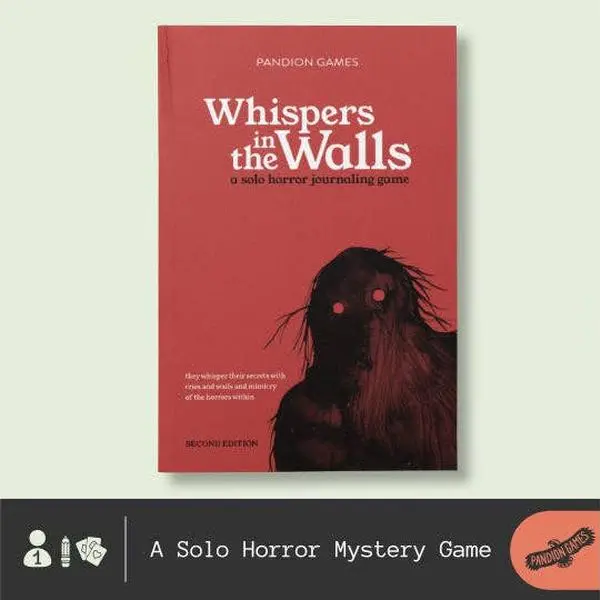 Whispers in the Walls 2e English Board Game - Pandion Games, Whispers Deck, Private Investigator Solo Play, Horror Cards, 12 Years Above, Journaling Experience for Solving Mysteries