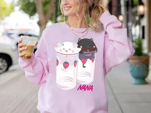 Anime Nana Strawberry Sweatshirt, Nana and Hachi Chibi Shirt,  Nana Anime Merch, Nana Anime Shirt, Nana Manga Shirts, Anime Black Stones Band, Trendy Anime Sweatshirt,  Anime For Her, Anime Fans Gifts, Valentines Day Gift, Anime Valentines Sweatshirts