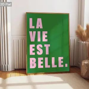 2D Flat, 1pc Unframed Life Quote Canvas Paintings, Pink Text Wall Art Poster, Green Background Art Prints, Retro Wall Decor, Classic Decorations Posters, Modern Wall arts, Home Decor, Holiday Gifts, For Living Room, Bedroom, Home Office, Frameless